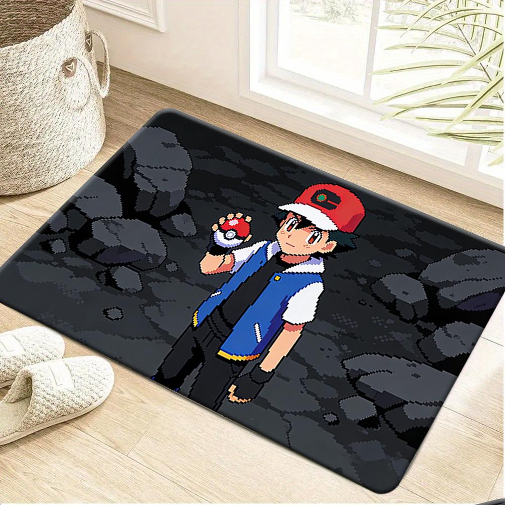 Cute Bulbasaur in Sunlit Flower Meadow Print Non-slip Doormat, Soft Absorbent Floor Rug for Home Decor