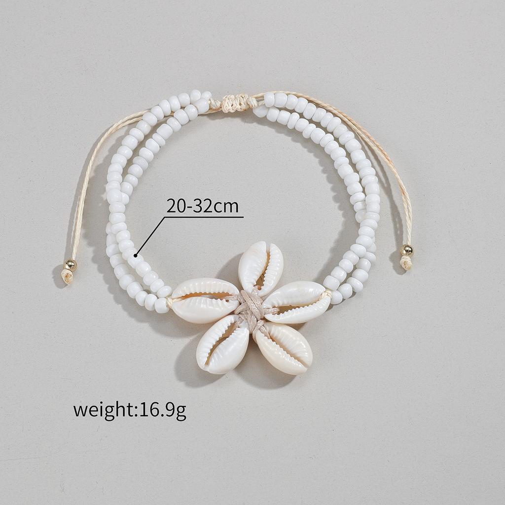 Bohemian Style Rice Beads Anklets for Women Five Shell Flower Anklet Bracelect Party Beach Jewelry Collar Girls Feet Chain