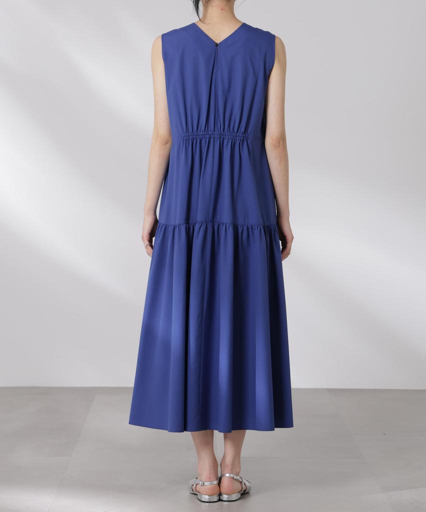 Nano Universe MINOTECH Gathered Tiered Size S (R) V-Neck Dress, Women's, (180), Khaki, 669-5119315