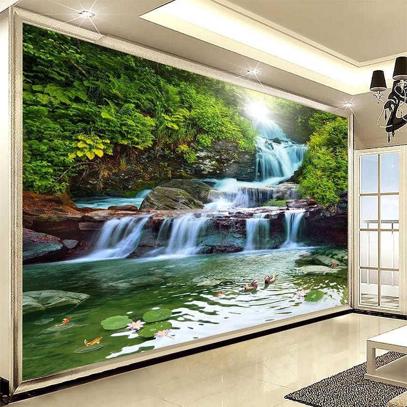 Mural Wallpaper 3d Waterfall Nature Landscape Wall Painting Living Room Tv Sofa Bedroom Study Home Decor Wall Papers