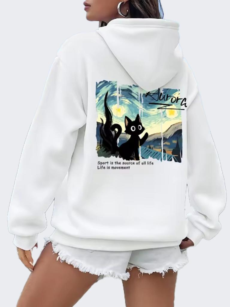 Autumn And Winter Sports Are The Source Of All Life. Pattern Women's Plus Size Loose And Soft Pullover Hoodie Casual Clothing