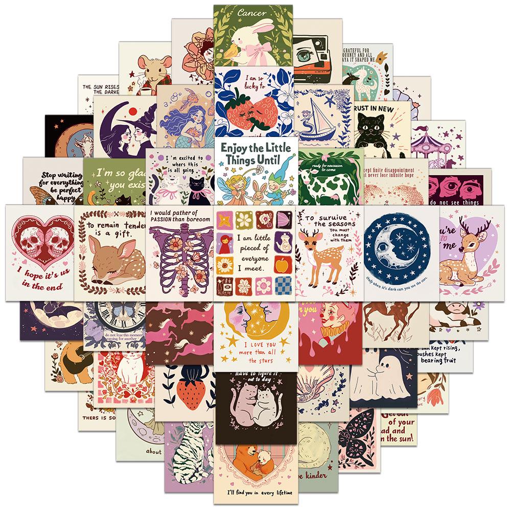 

50 Creative Inspirational Cartoon Stickers for DIY Phone Cases, Notebooks, and Water Bottles