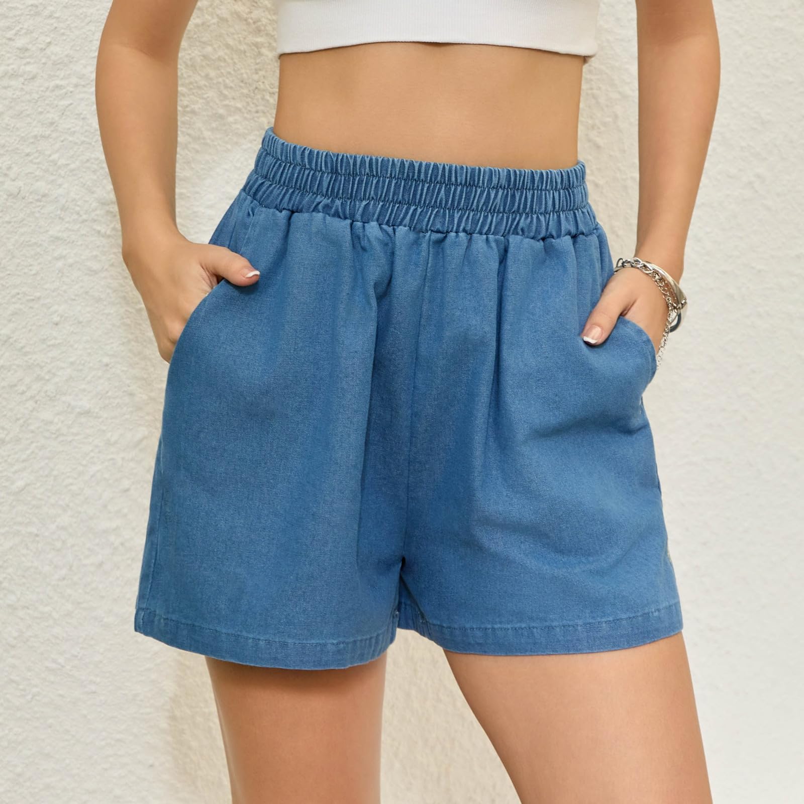 

Women s Color Jeans Stretch Slim Fit Denim Shorts XL синій