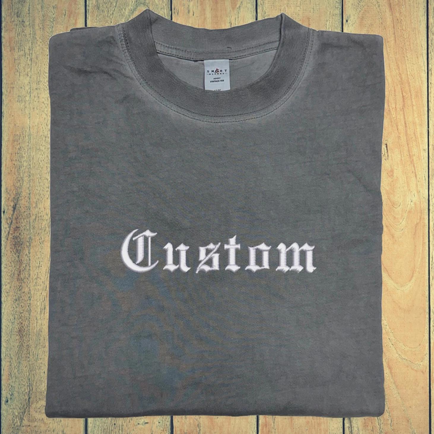 Custom Text Old English Embroidered Your Name Embroidery Goth Letter Branding 4XL