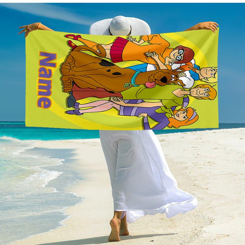 Custom Name Ultra-Soft Beach Towel with Scooby-Doo Theme,Ideal for Pool - Camping, Diving - Perfect Travel Essential, Vibrant Beach Towel.