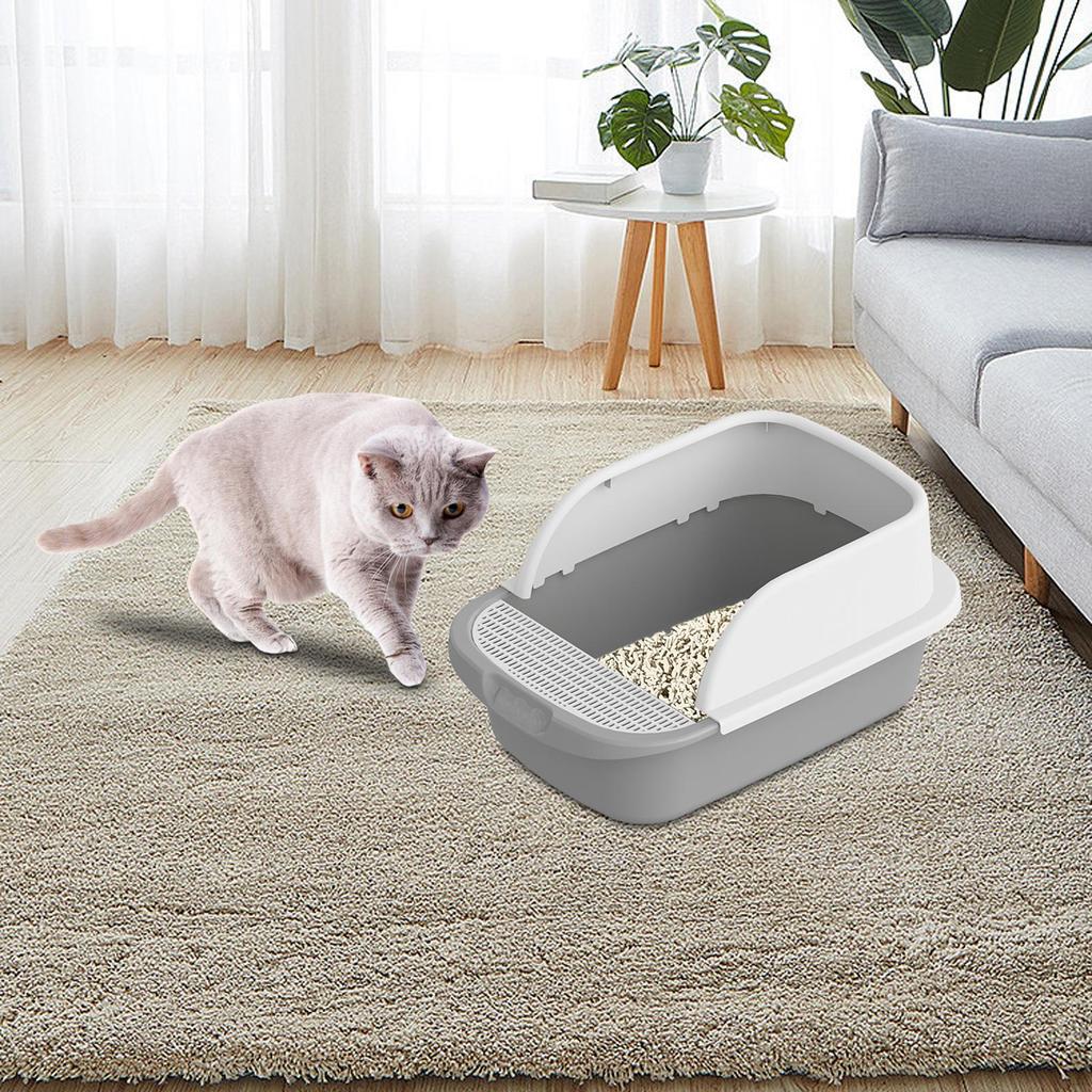 Cat Toilet Sand Box Litter Tray Semi Enclosed Easy Clean Anti Splashing for Travel Supplies