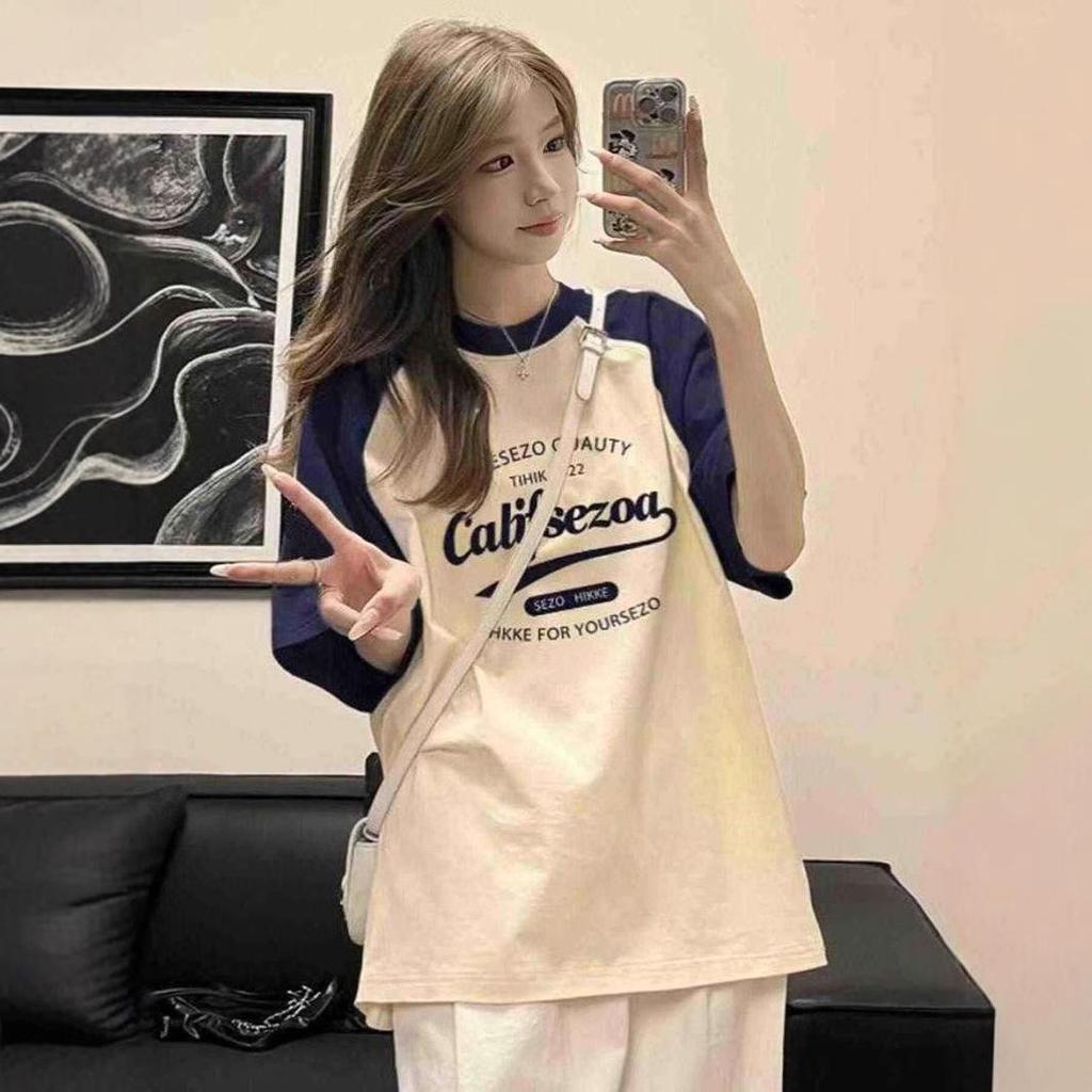 Plus Size Dopamine Raglan T-Shirt - Women's Summer Loose Fit Half-Sleeve for Teens