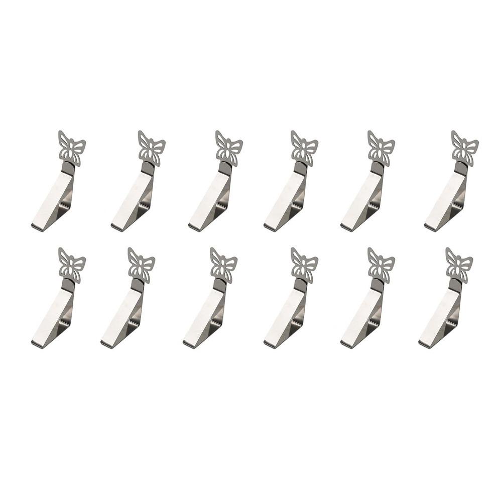 

12pcs Stainless Steel Tablecloth Clips Multi-functional Picnic Table Clips Picnic Supplies