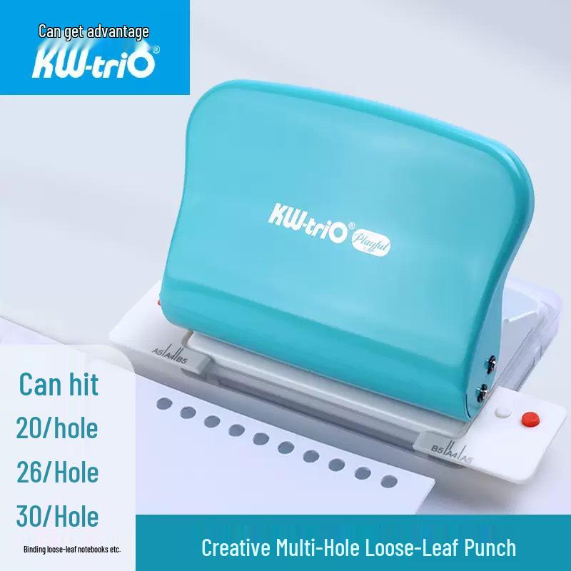 KW-TRIO99 Multi-hole Loose-leaf Puncher, 20/26/30-hole, 10-sheet Capacity