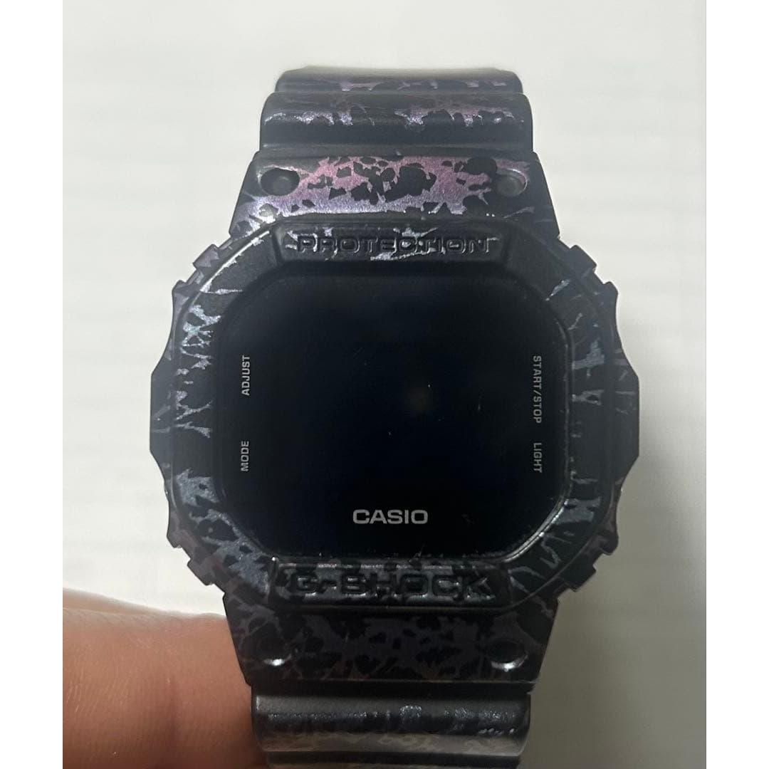 Used CASIO G-SHOCK digital watch black crack pattern