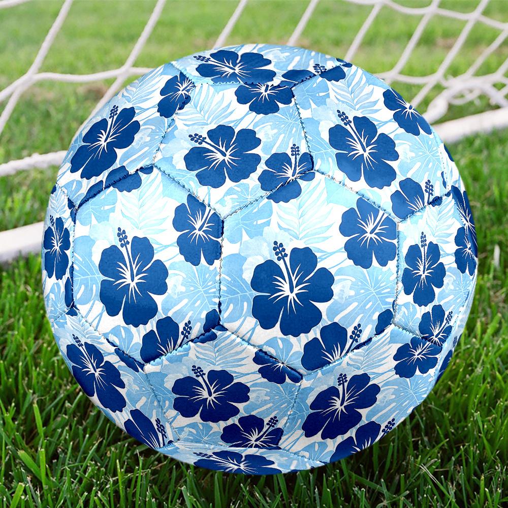 1PC Blue Floral Soccer Ball Size 5 Football Machine Sewn Indoor/Outdoor Universal Football Surprise Collection n145