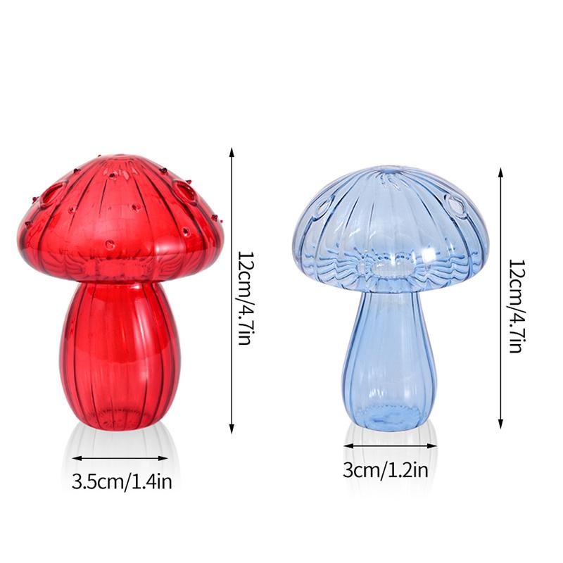 Mushroom Vase Glass Flower Bottle Aesthetic Desk Decoration Vase for Flowers Mushroom Plant Pot New Year Decor Home Table Decor