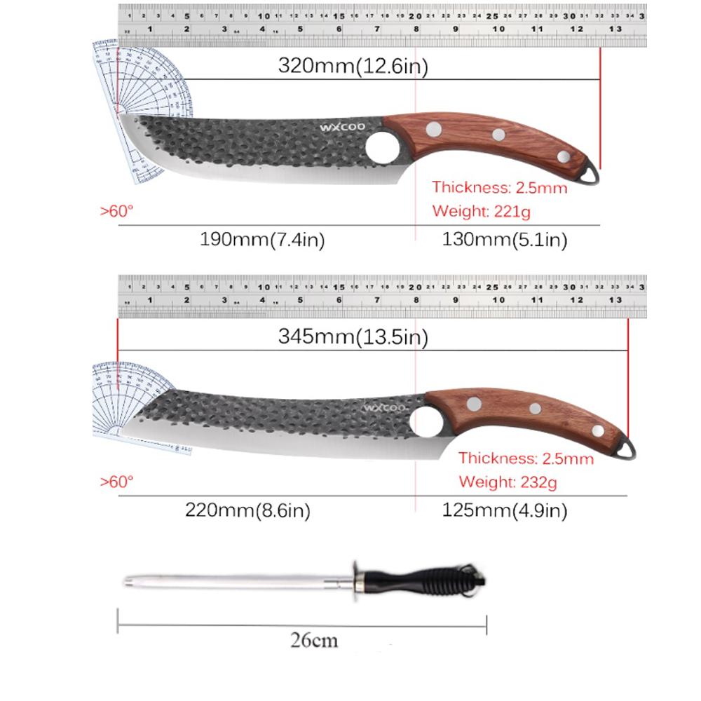 WXCOO High Carbon Stainless Steel Butcher Knife Multifunctional Boning Knife for Fruits Meat Cleaver Kitchen Knife Cooking Tool