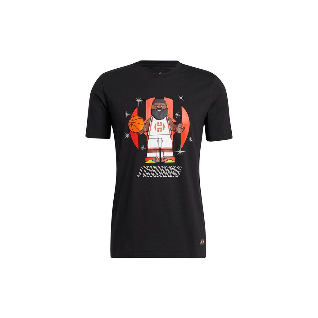 Adidas X Lego X James Harden Fun Block Print Basketball Short Sleeve T-Shirt Men Tops Black GU2714