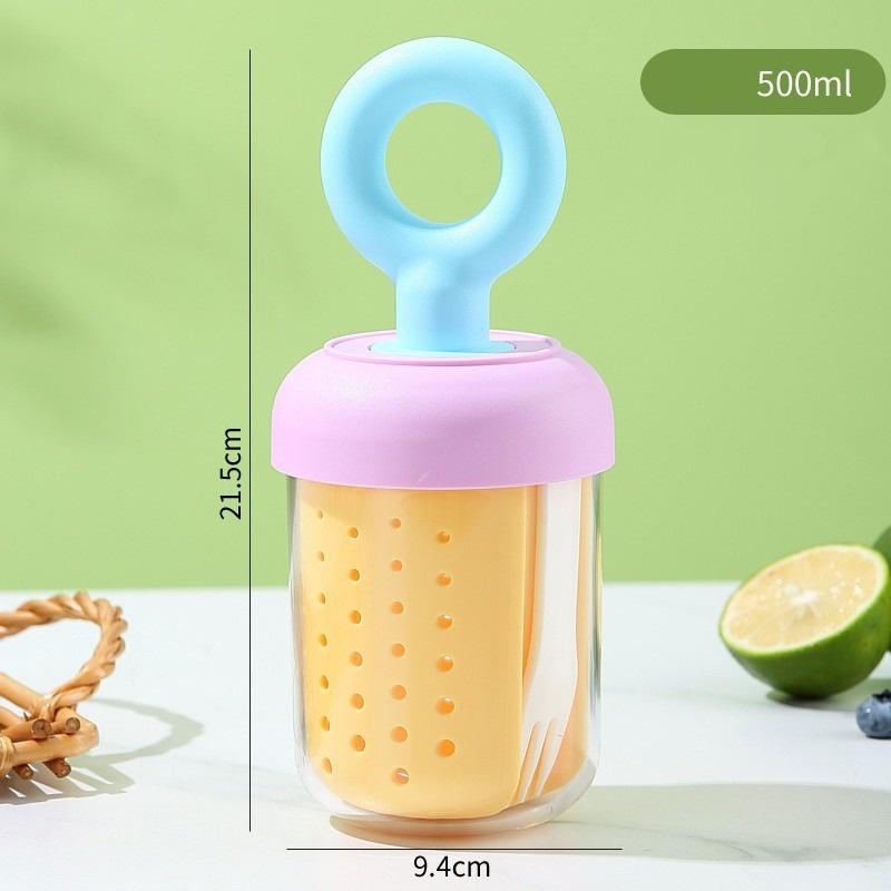 Portable Dopamine Fruit Cup Outdoor Sealed Leak-proof Yogurt Cup with Fork Picnic Double Layer Food Grade Plus Thick Drain Cup