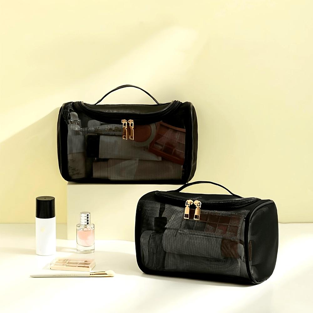 Transparente Kosmetiktasche aus Mesh mit großer Kapazität, tragbarer Make-up-Organizer mit Reißverschluss für Toilettenartikel und Beauty-Reise-Make-up-Organizer