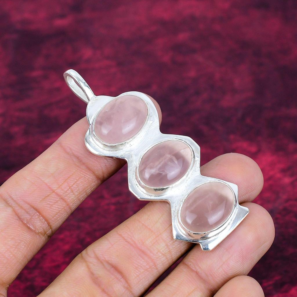 Rose Quartz Jewelry, 925 Solid Sterling Silver Pendant Handmade Gemstone Jewelry, Gifts For Wife Brand New Pendant