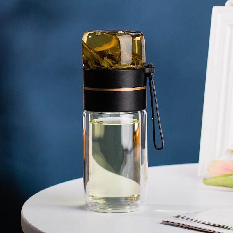 Double-Layer Heat-Insulated Glass Tea Infuser Bottle