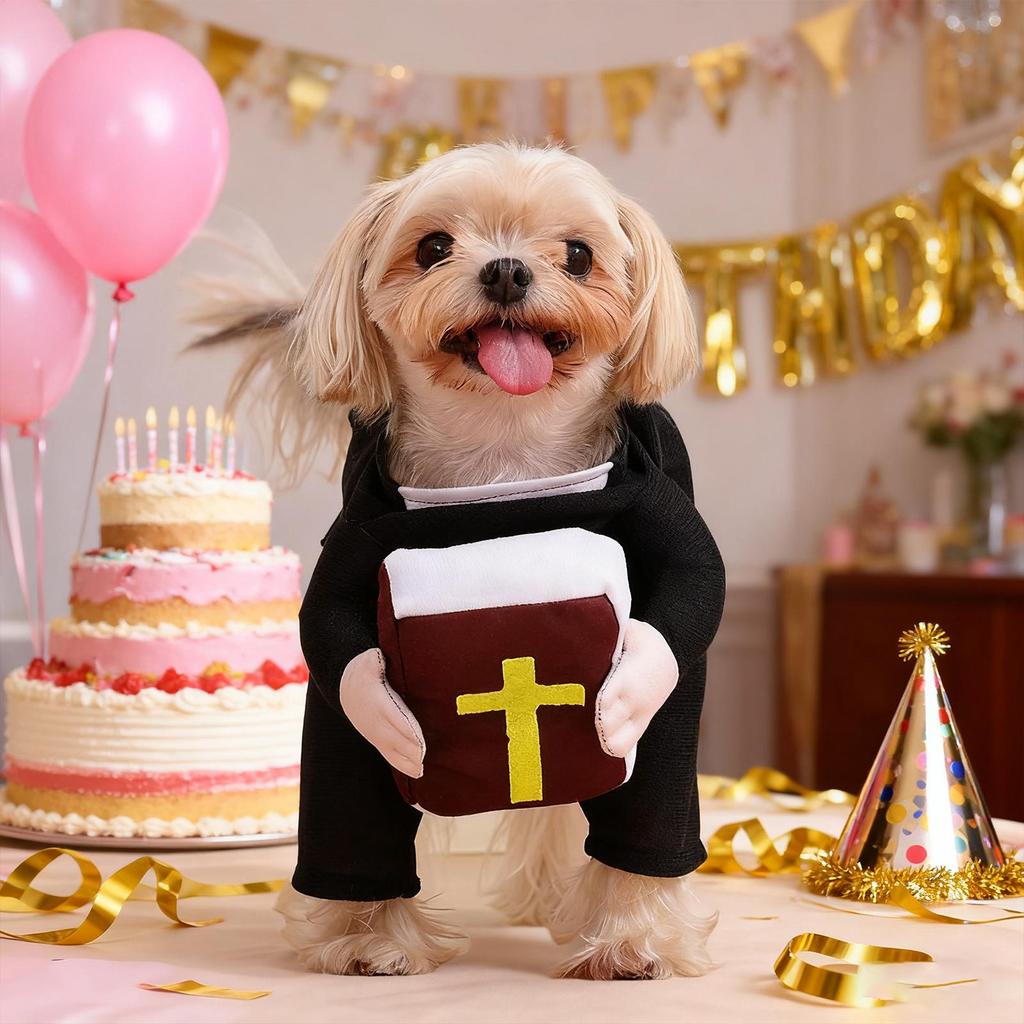Funny Dog Outfit Pet Minister Clothes Pet Apparel Cute Dress Up For Christmas Events Themed Birthdays Holiday Halloween Parties