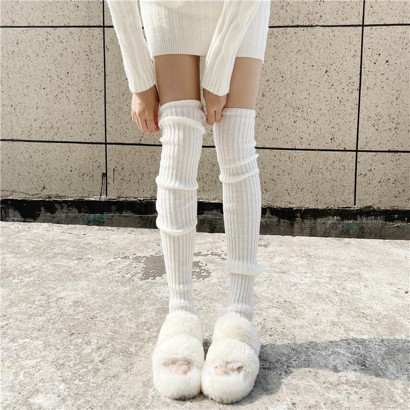 JK Spicy Girl Extra-Lange Gestrickte Beinwärmer - Dicke Warme Überknie-Socken für Damen für Herbst & Winter