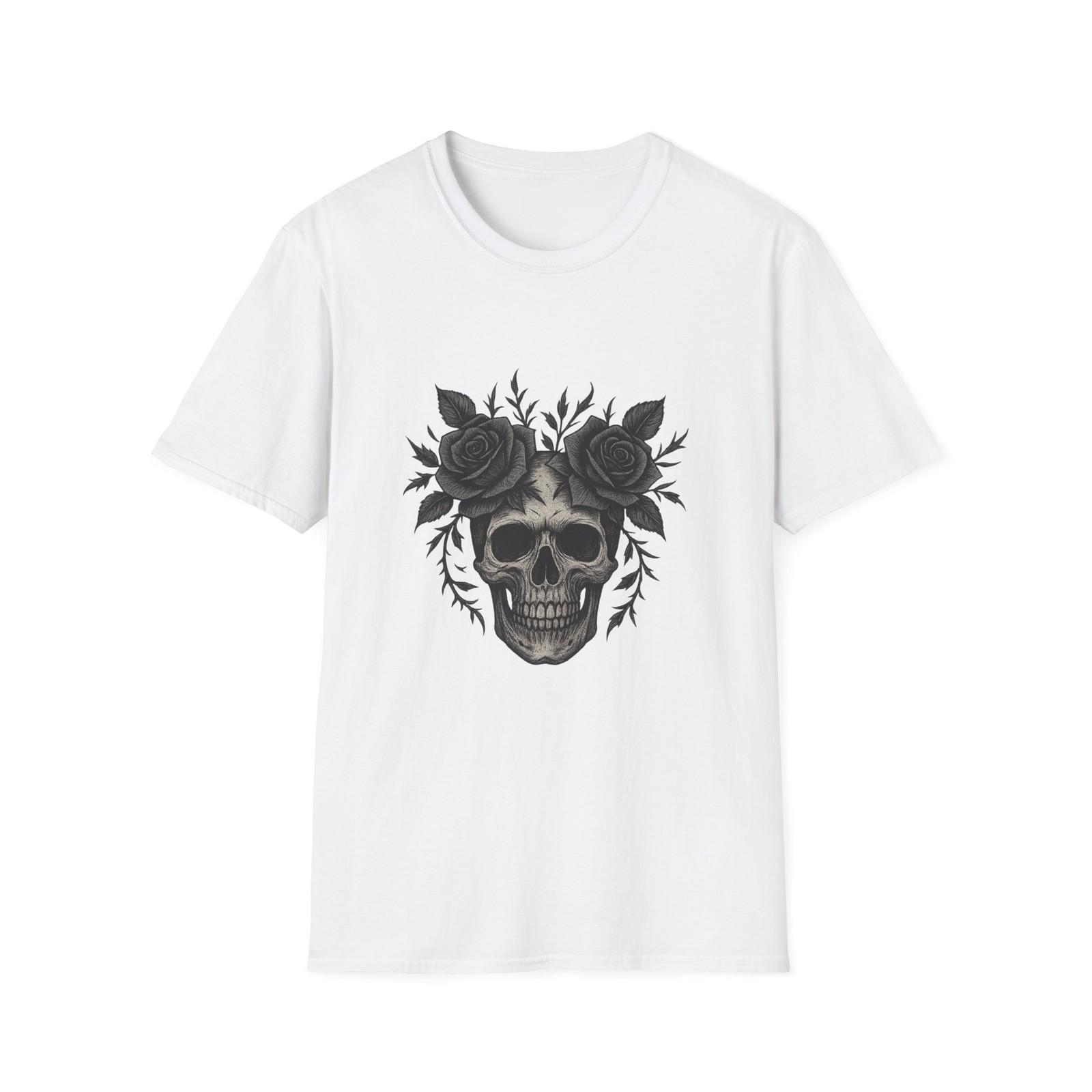 Skull Rose Graphic T-Shirt, Edgy Unisex Tee, Gothic Fashion, Alternative [...] S разноцветный