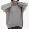 Womens Solid Color High Neck Knit Sweater Loose Fit Winter 2026 Casual Streetwear Long Sleeve Pullover