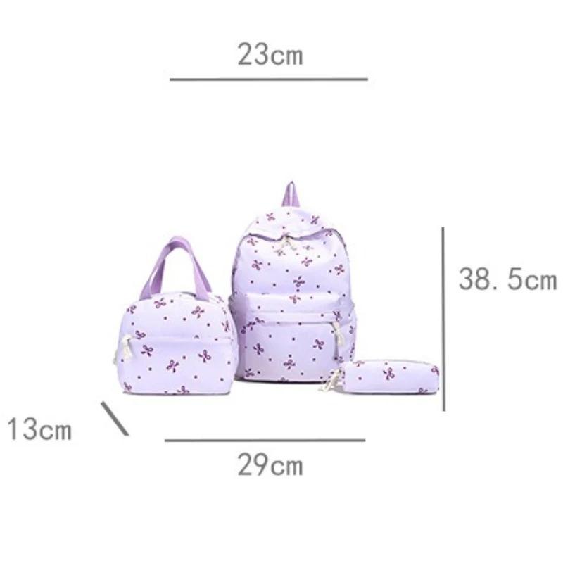 1 Set 3 In 1 Women College Student Backpack Large Capacity Casual Travel Daypack Stylish Versatile Laptop Bag for School