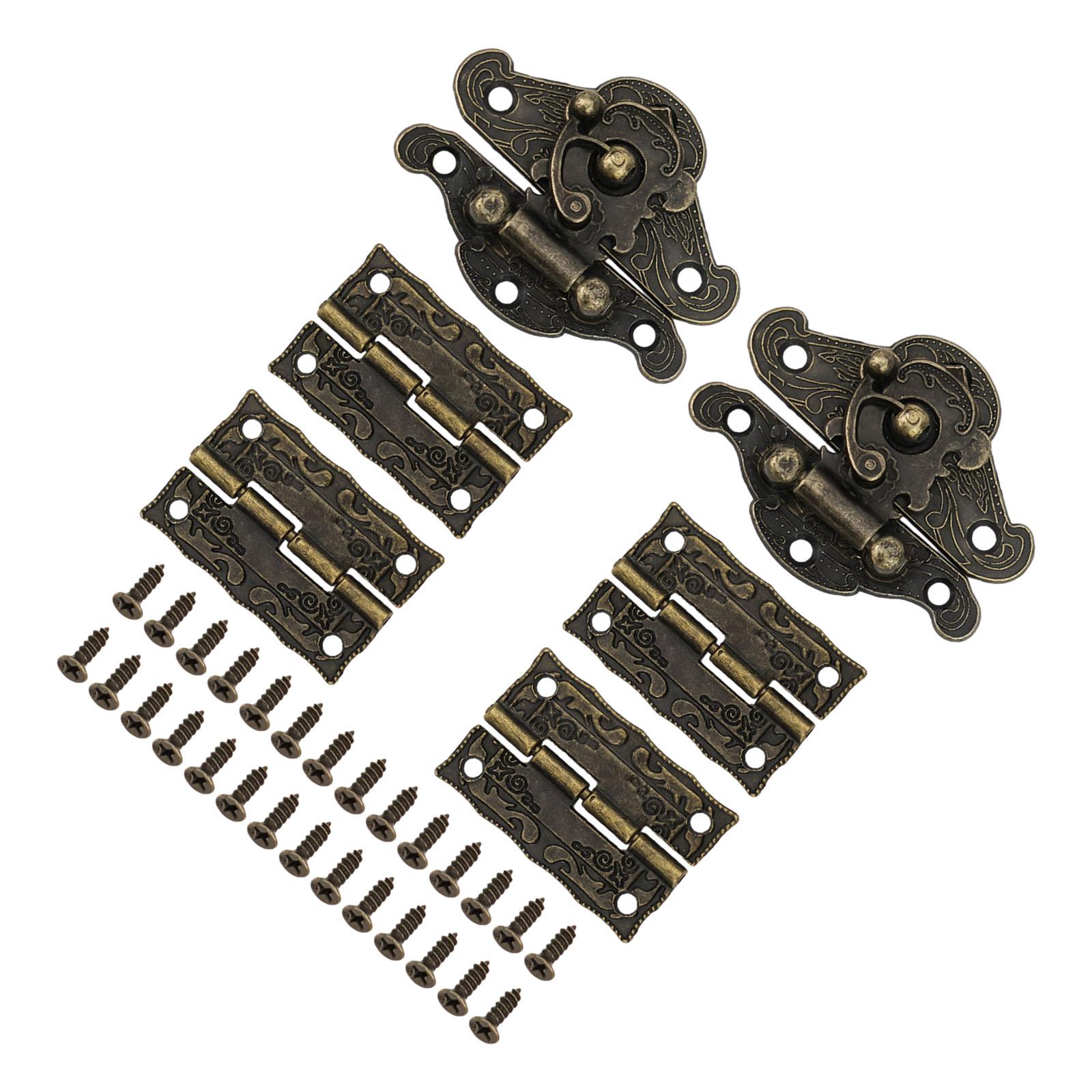 

6pcs Antique Bronze Locking Hasps Cabinet Door Hinge For DIY Box Furniture Hinges With Screws Latch Hasp Zinc Alloy Hardware China Mainland