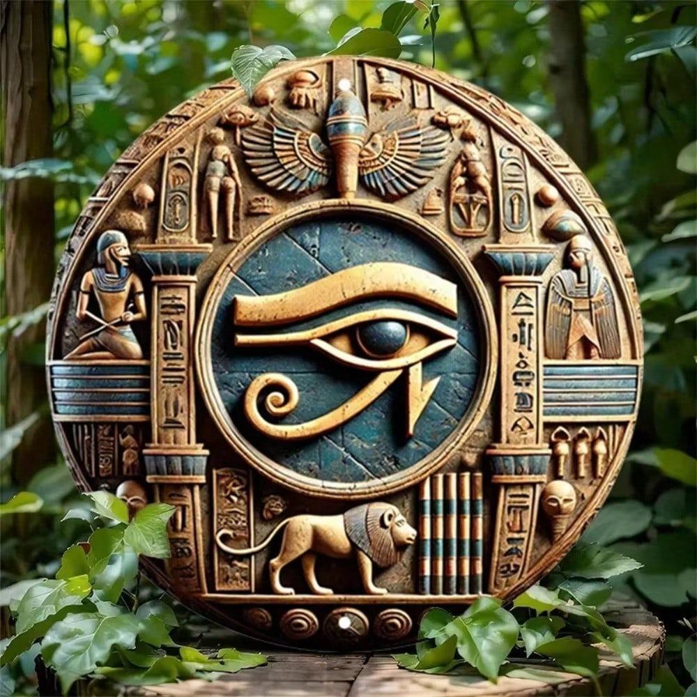 Vintage Horus Eye Metal Wall Art Hand Carved Rustic Home Decor