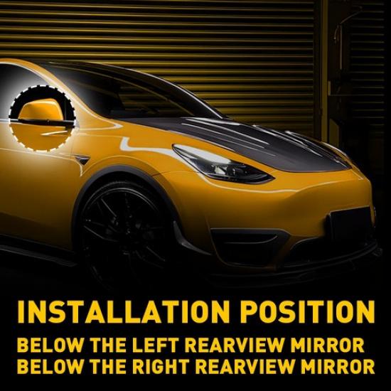 For Tesla Model Y - Left + Right Side Rear View Side Mirror Cover Black