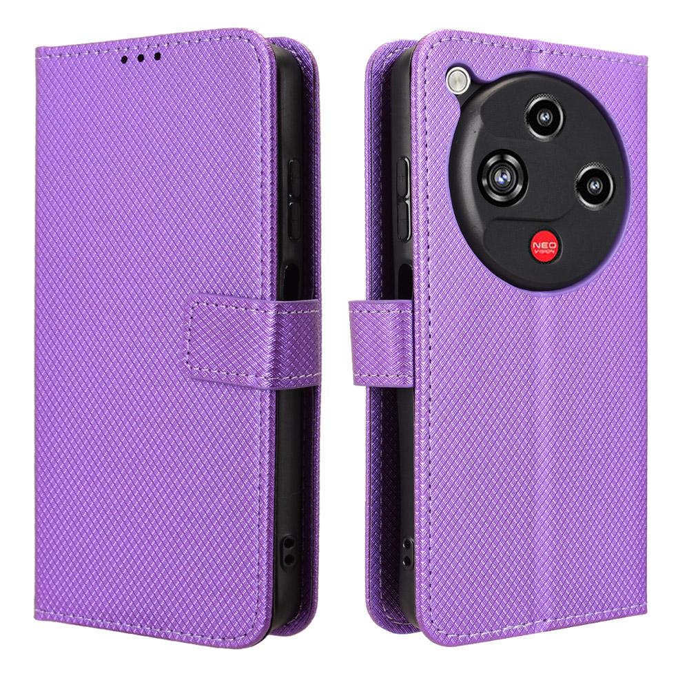 For ZTE nubia Focus 2 5G Leather Wallet Case with Strap Diamond Texture Phone Cover