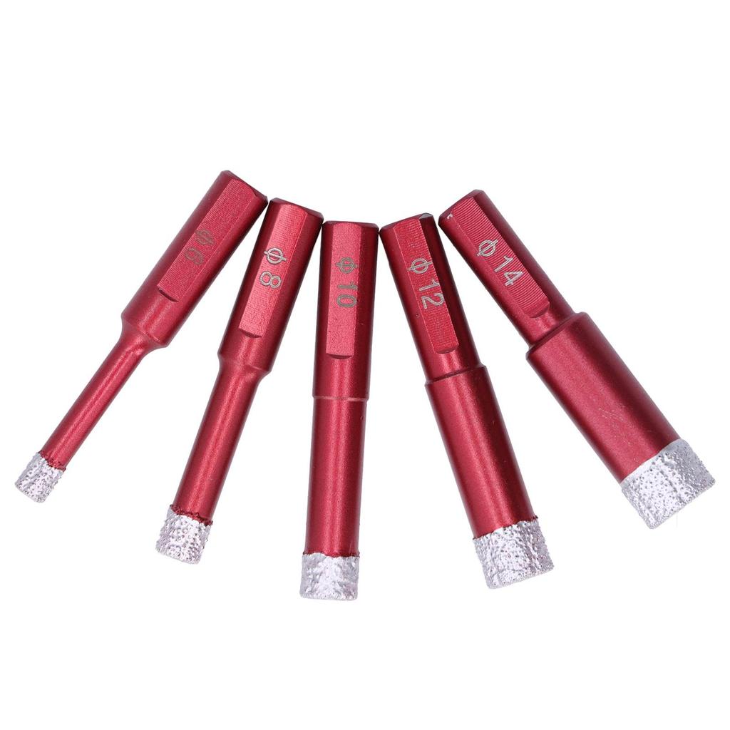 5Pcs Diamond Drill Bit Triangle Shank Dry Wet Drilling Tool Set Kit for Granite Ceramic