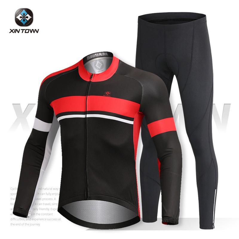 Men Women Cycling Jersey Shorts Set Long Sleeve Quick Dry Moisture Wicking Bike Apparel
