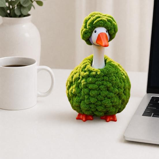 Plush Desk Goose Outfits, Handmade Crochet Goose Clothes and Hat, Porch Goose Statue Clothing, Goose Sculpture Costume for Desktop Decor