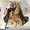 Tie Dye Gradient Cotton Linen Scarf Vintage Retro Pleated Printed Scarf Luxury Brand Designer Long Shawl Wrap For Autumn Winter