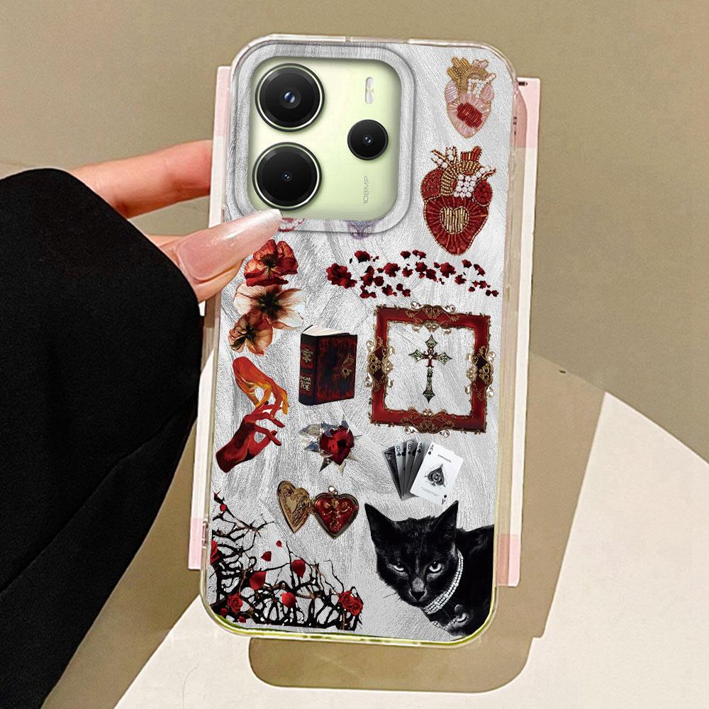 Pink Face Sun Stars Women Girls Phone Case for Xiaomi Redmi 13C 14C A5 A3 A4 A3X A1 Note 14 13 12 11 11S 10 9 8 Pro 9C Cover