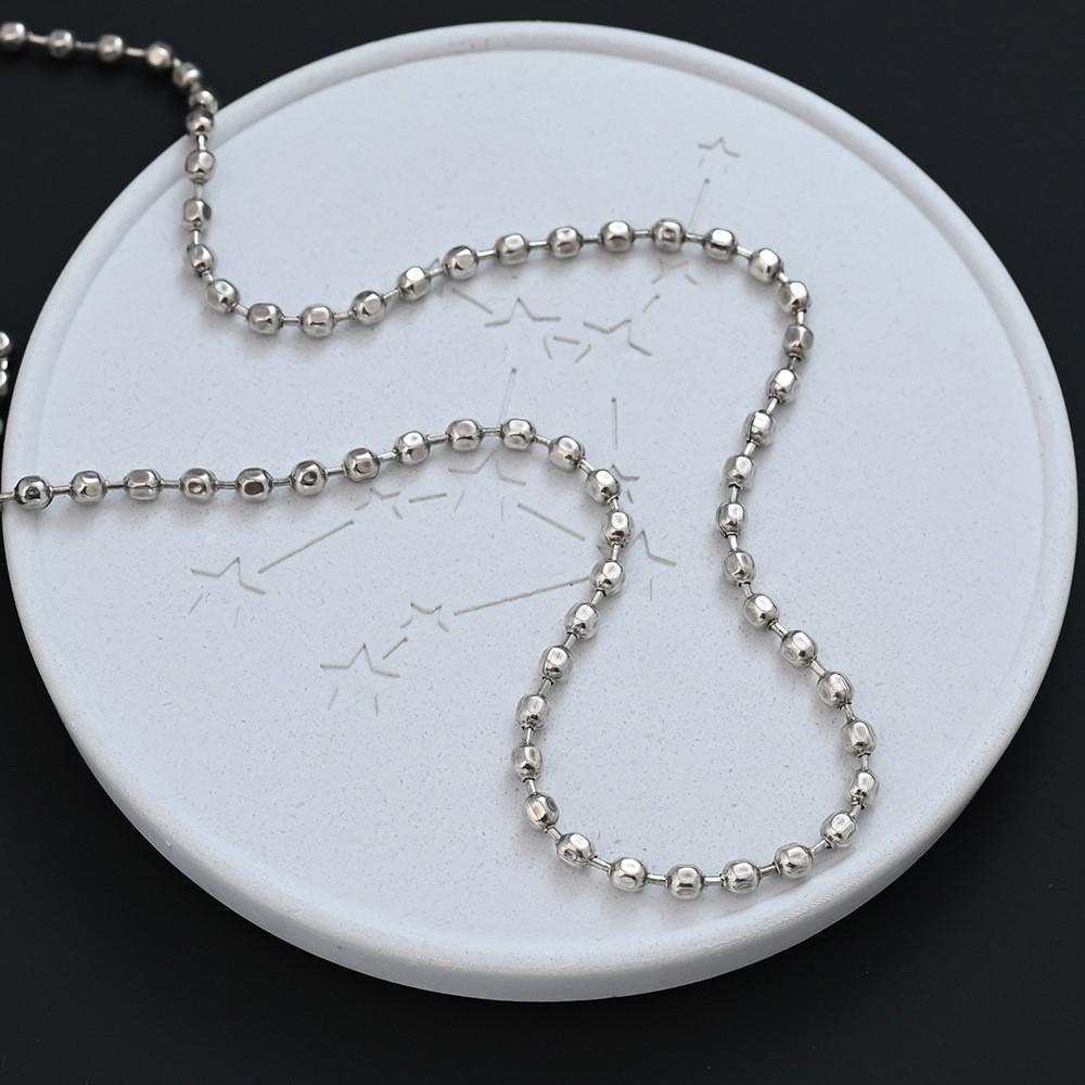 

PANJBJ 925 Sterling Silver Geometry Bead Necklace for Women Hip-Hop Minimalist Fashion Trend Design Jewelry Gift Dropship