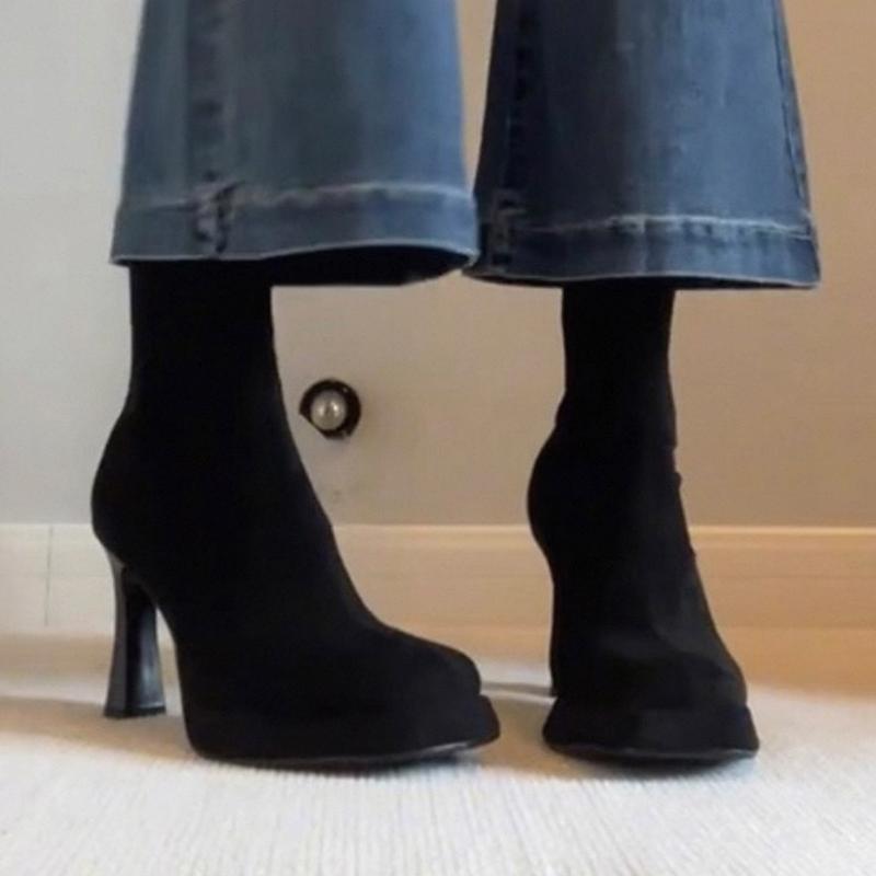 Fashion High Heels Women Ankle Boots Fashion Dress Shoes Elegant Winter Pumps Woman 2025 New Designer Goth Chelsea Botas De Mujer Shoes