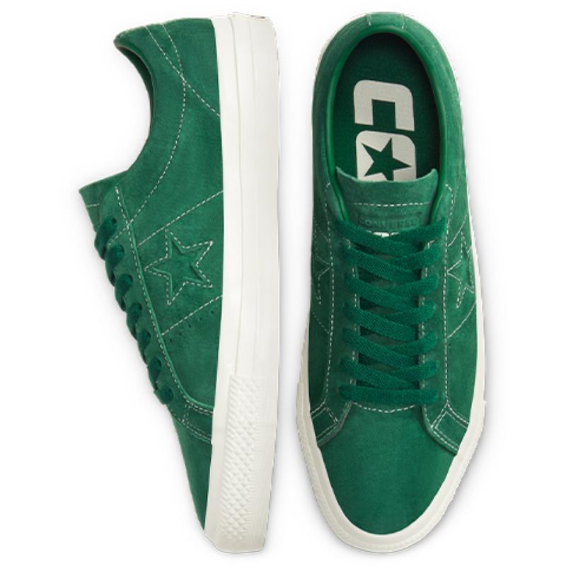 Converse One Star Round-toe Lace-up Fashion Casual Non-slip Shock-absorbing Low-top Board Shoes Unisex Style Dark Green