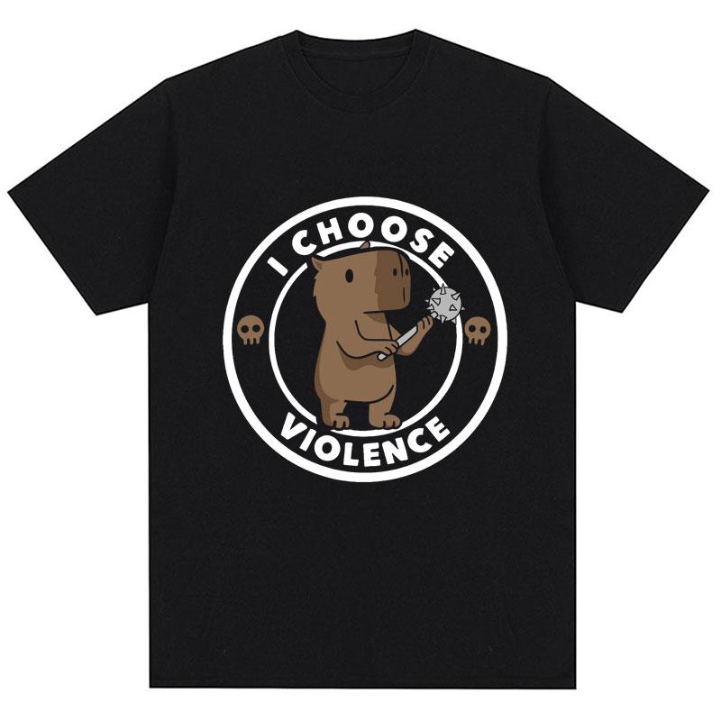 I Choose Violence T Shirt Funny Duck Humor Slogan Print Short Sleeve Tshirts Men Women Cotton Loose Oversized Tshirt Cotton