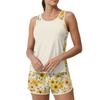 Women’s Sleeveless Tank Top and Shorts Set Sunflower Print Lightweight Relaxed Fit Casual Lounge Outfit for Summer