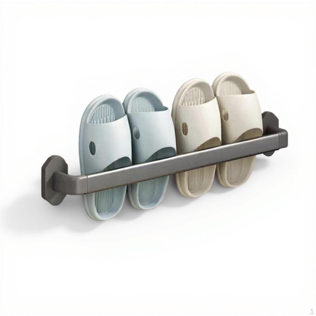 WallMounted Slipper Rack, NoDrill Organizer, Bathroom Storage, Drainage White 28cm