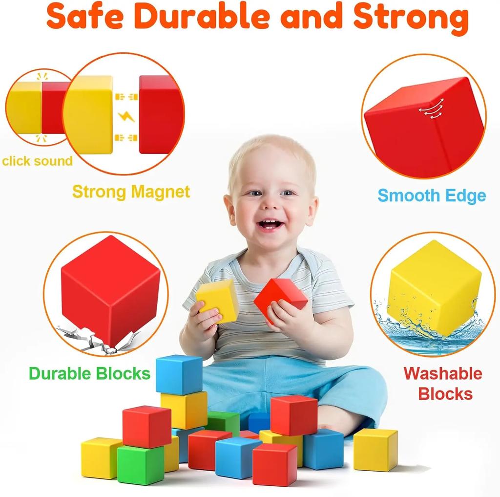 1.42 Inch Magnetic Tiles Toys STEM Magnet Toys Magnetic Blocks Building Toys Montessori Toy 2024 Best Gifts for Childrens