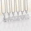 European & American Rock Candy Zircon Hip Hop Necklace with English Letter Pendant for Men