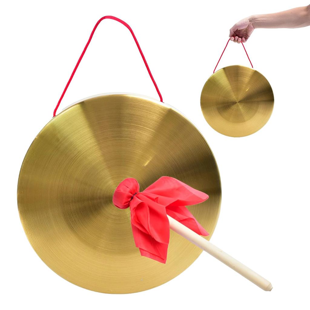 Heizi Gong with Drumsticks, Chinese Style, Sound Effects, Perfect for Festivals, Sports Days, Signals, Year-End Parties, and New Year's Parties (32cm)