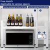 Expandable Microwave Shelf, Microwave Holder with 6 Hooks, Kitchen Storage Rack, Microwave Baking Rack, Extendable 40-64cm