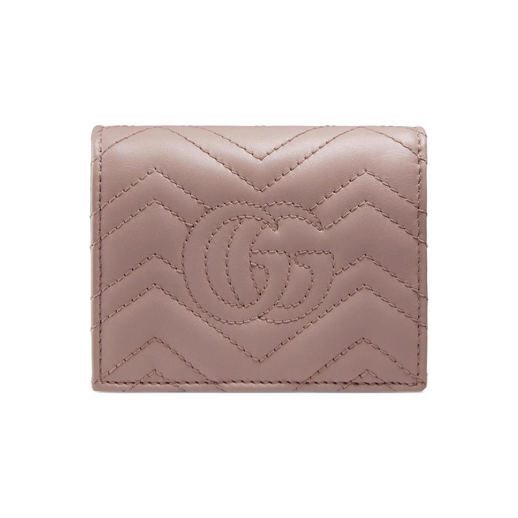 Gucci GG Marmont Logo Zip Double Fold Quilted Leather Card Holder Women Card Holder Nude 466492-DTD1T-5729