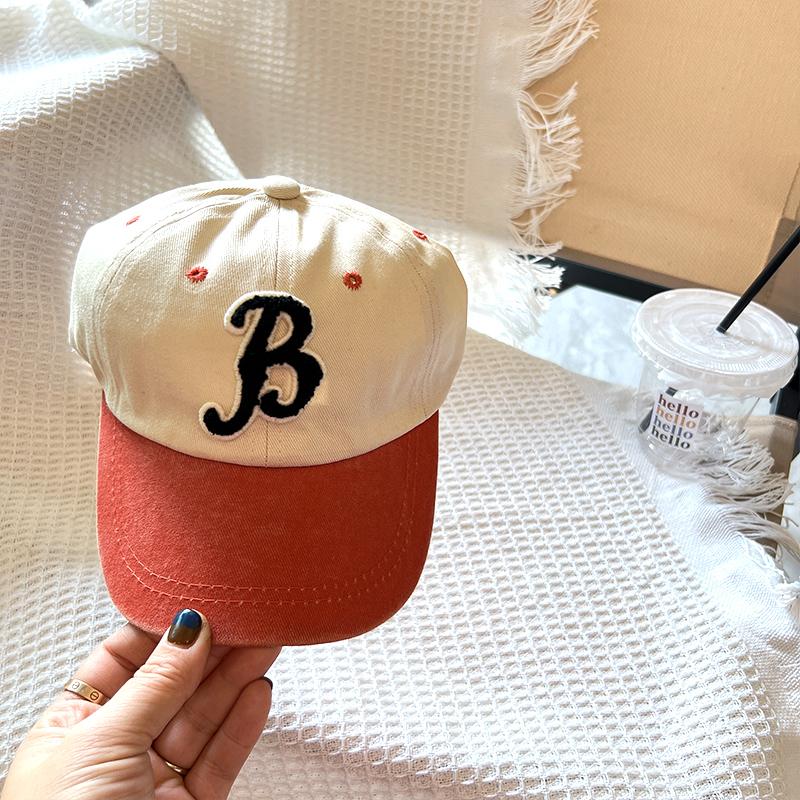 

Children s cap color matching baby spring and autumn sunshade boys and girls versatile baseball cap girls sunscreen hat Children [48-52cm] красный