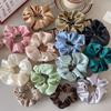 Women Simple Silk Satin Scrunchies Solid Color Big Elastic Rubber Hair Bands Girl Ponytail Holder Hair Ties Rope Gum Accessories