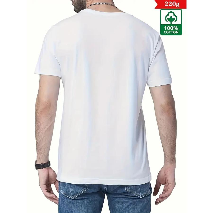 Herren Casual Kurzarm T-Shirt - Hellblaues Berg-Grafik-Tee, Regular Fit, Rundhalsausschnitt, Sommer-Essential für Freizeitkleidung, Outdoor-Freizeitkleidung